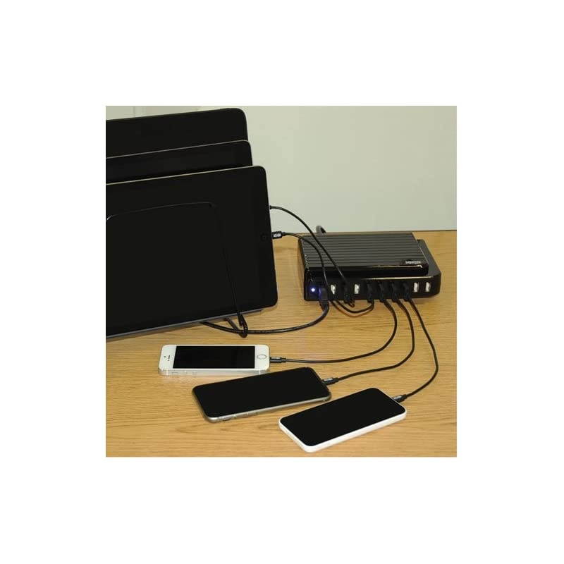 10-Port USB Charging Station Hub 5V 2.1A Per Port for Tablet iPhone & iPad (U280-010),Black