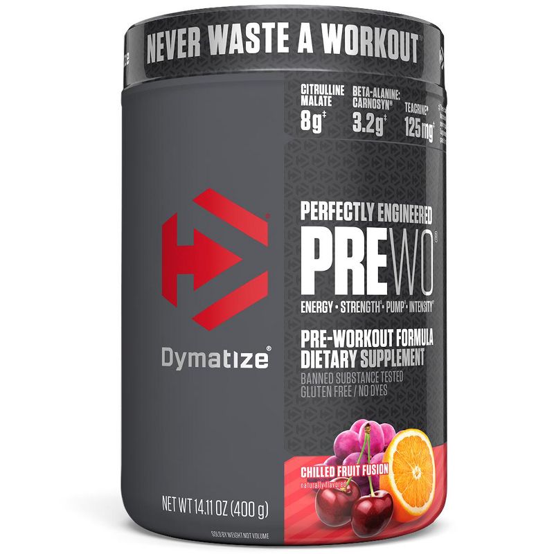 Dymatize Nutrition Perfectly Engineered Pre WO, Pre-Workout Formula, Chilled Fruit Fusion, 14.11 oz (400 g), Sports Nutrition Supplements