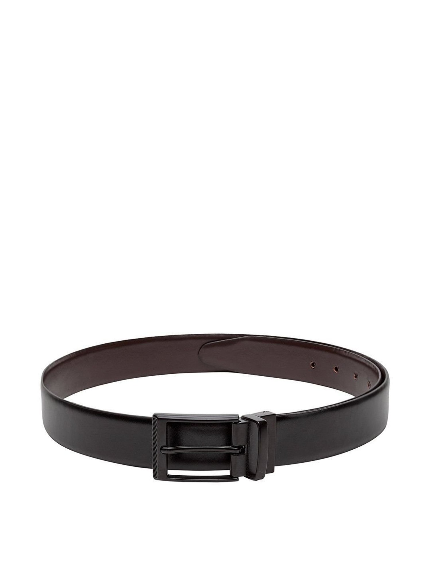 BELWABA Black Textured Formal Leather Belt for Men