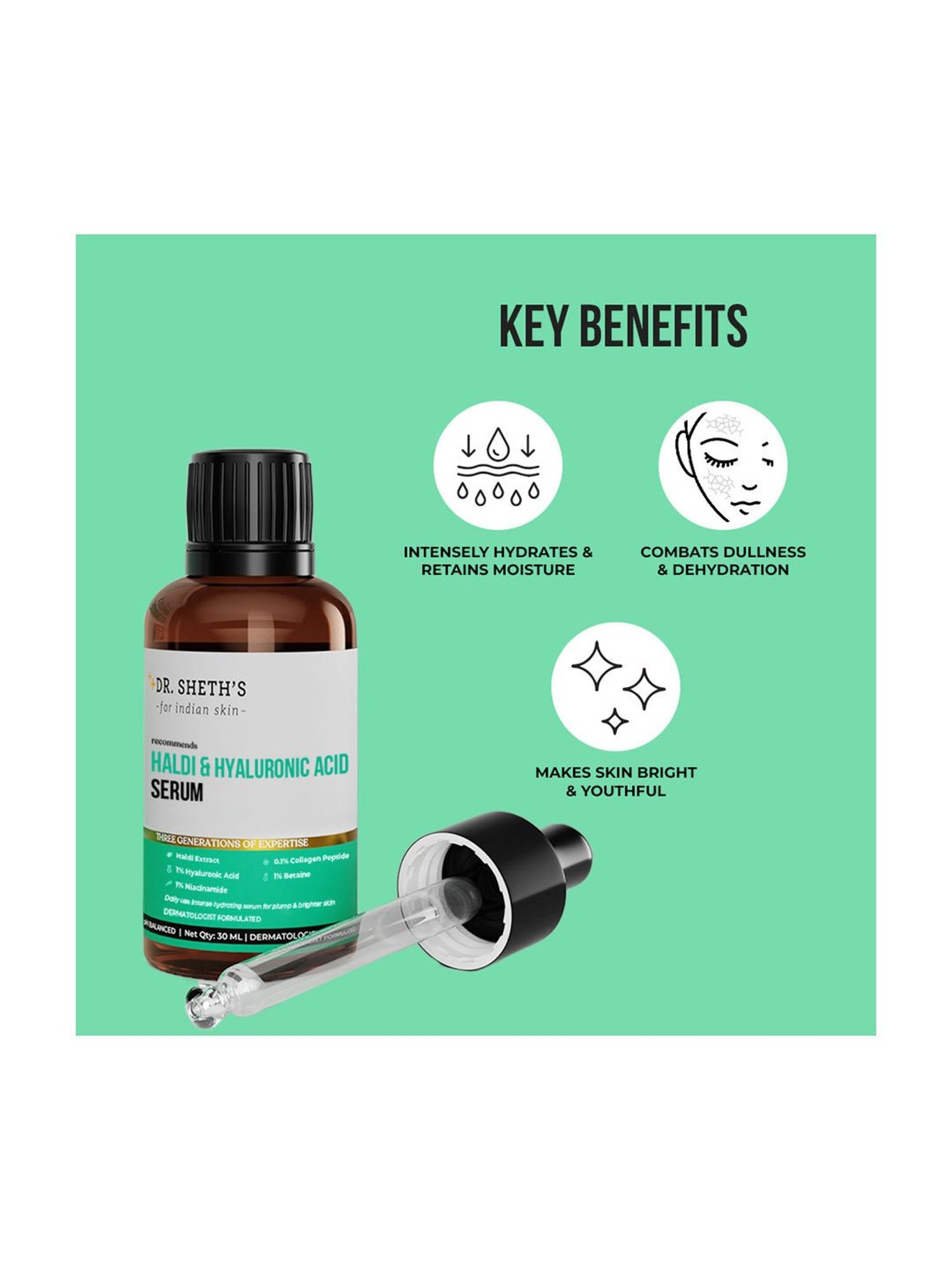Dr. Sheth's Haldi & Hyaluronic Acid Serum - 30 ml