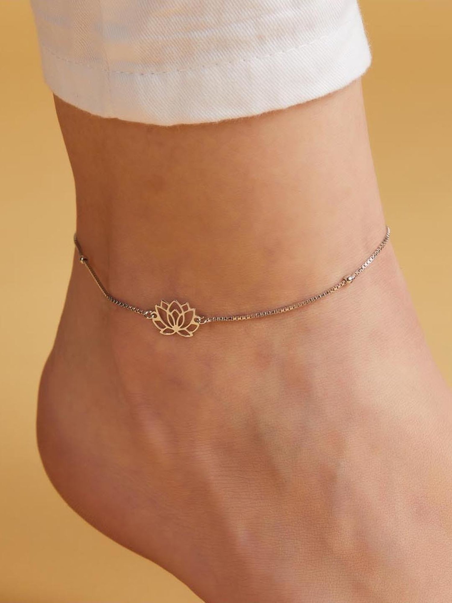 Zavya 92.5 Sterling Silver Anklet for Women in Rhodium-Plating