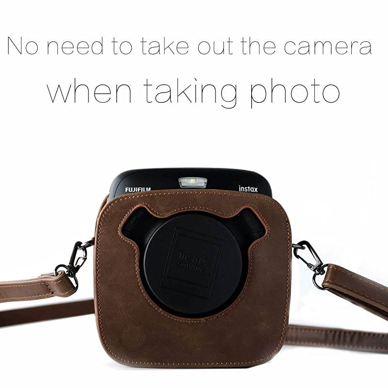 for Fujifilm Instax Square SQ20 Instant Film Camera, Classic Vintage Premium Vegan Leather Bag Cover with Adjustable Shoulder Strap to Protect Fuji instax SQ20 Camera by -Brown