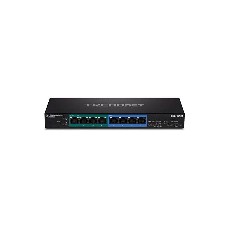 8-Port Gigabit EdgeSmart PoE+ Switch, 60W PoE Power Budget, 16Gbps Switching Capacity, TPE-TG44ES, Black, 4 x Gigabit| 4 x Gigabit PoE +