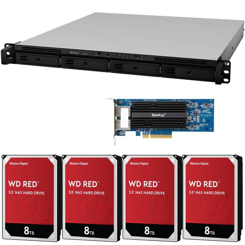 Synology RS820+ 4-Bay RackStation NAS with Synology 10Gb Adapter 32TB (4x8TB) of Western Digital RED NAS Drives Fully Assembled Tested By CustomTechSales