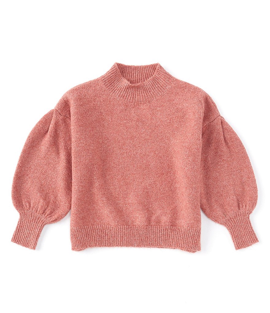 GB Girls Little Girls 2T-6X Mock Neck Solid Sweater