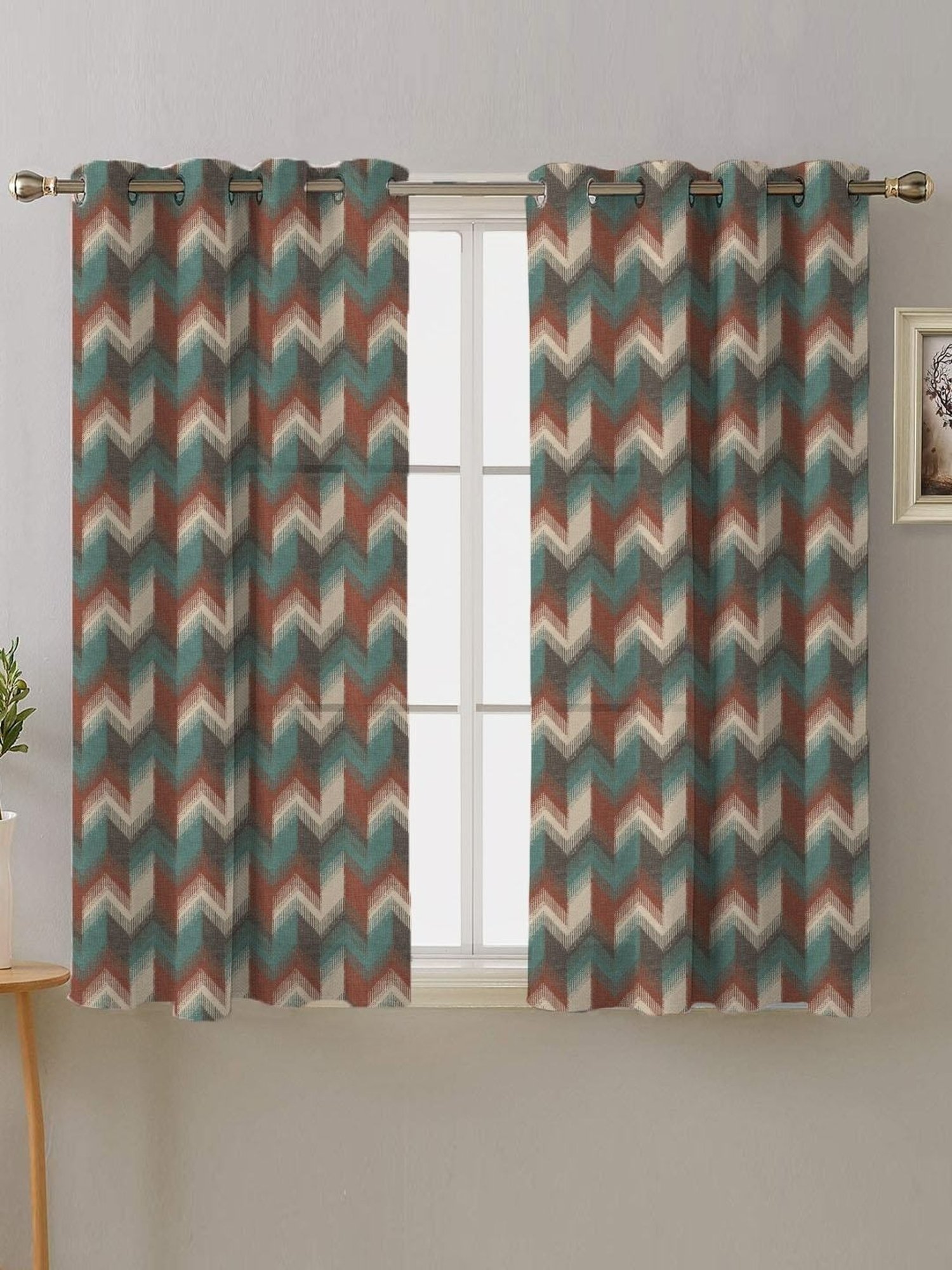 SPACES DRAPE STORY Boho Digital Print Multicolor Polyester 5 ft Window Curtains - Set of 2
