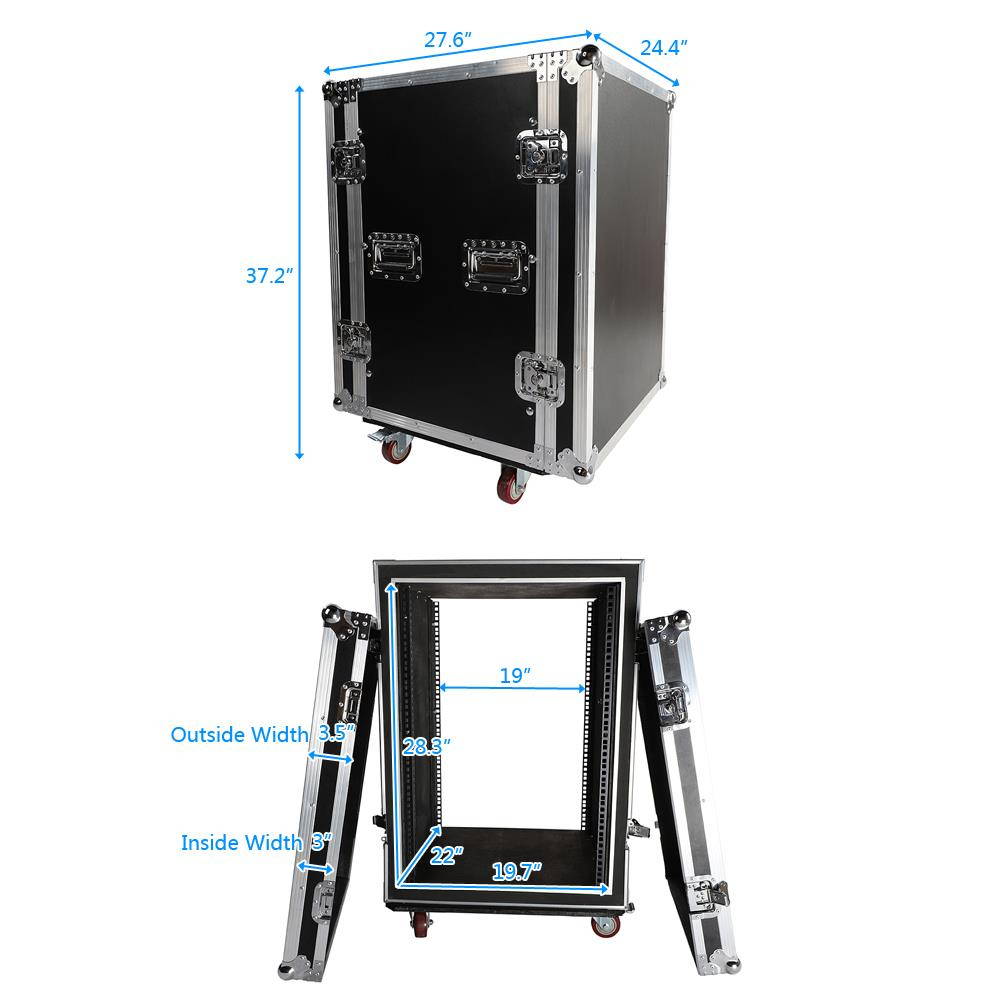 19" Space Rack Case Double Door 16U DJ Mixer Cabinet for Audio Equipment