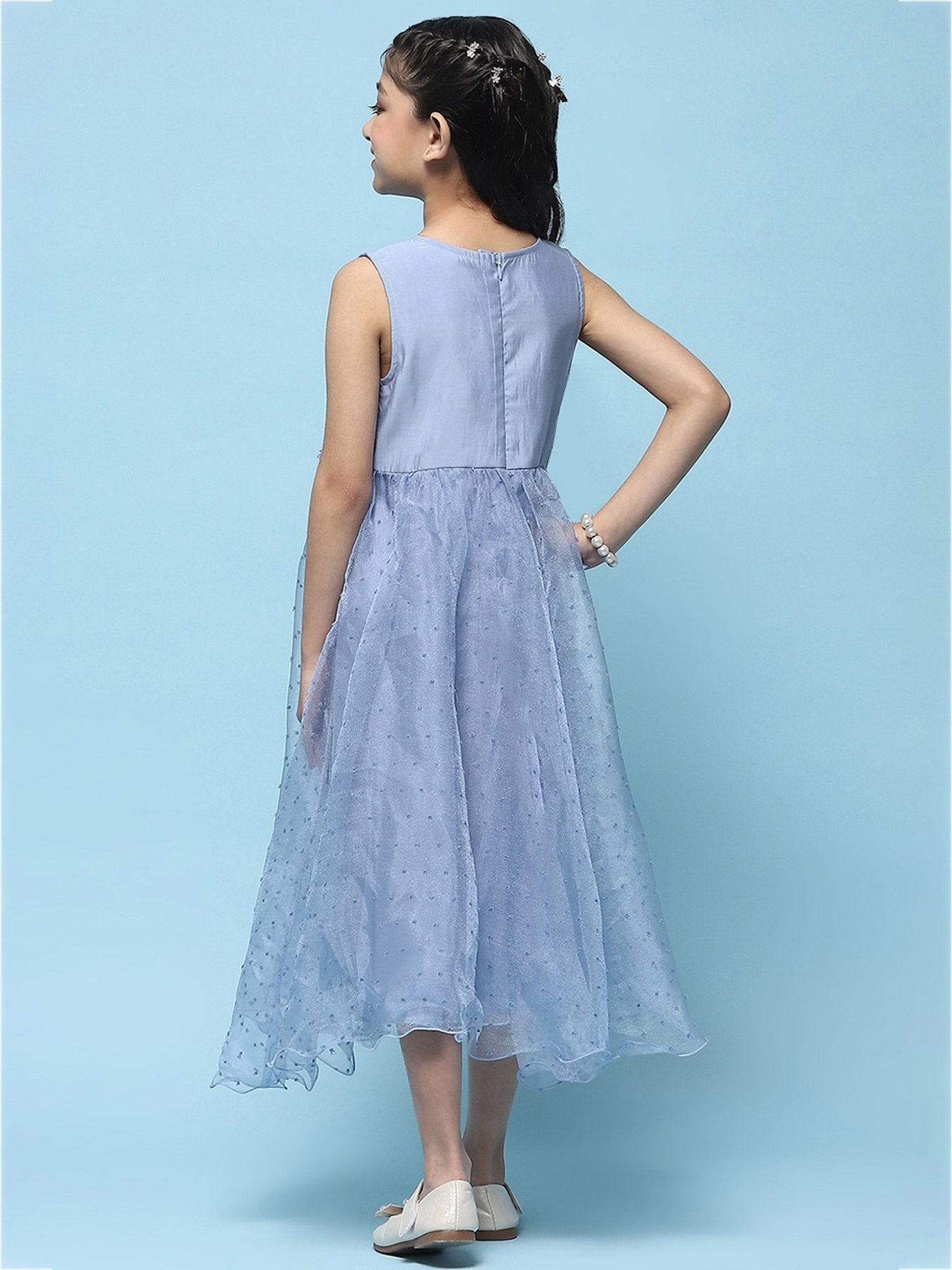 BIBA Girls Blue Solid Dress