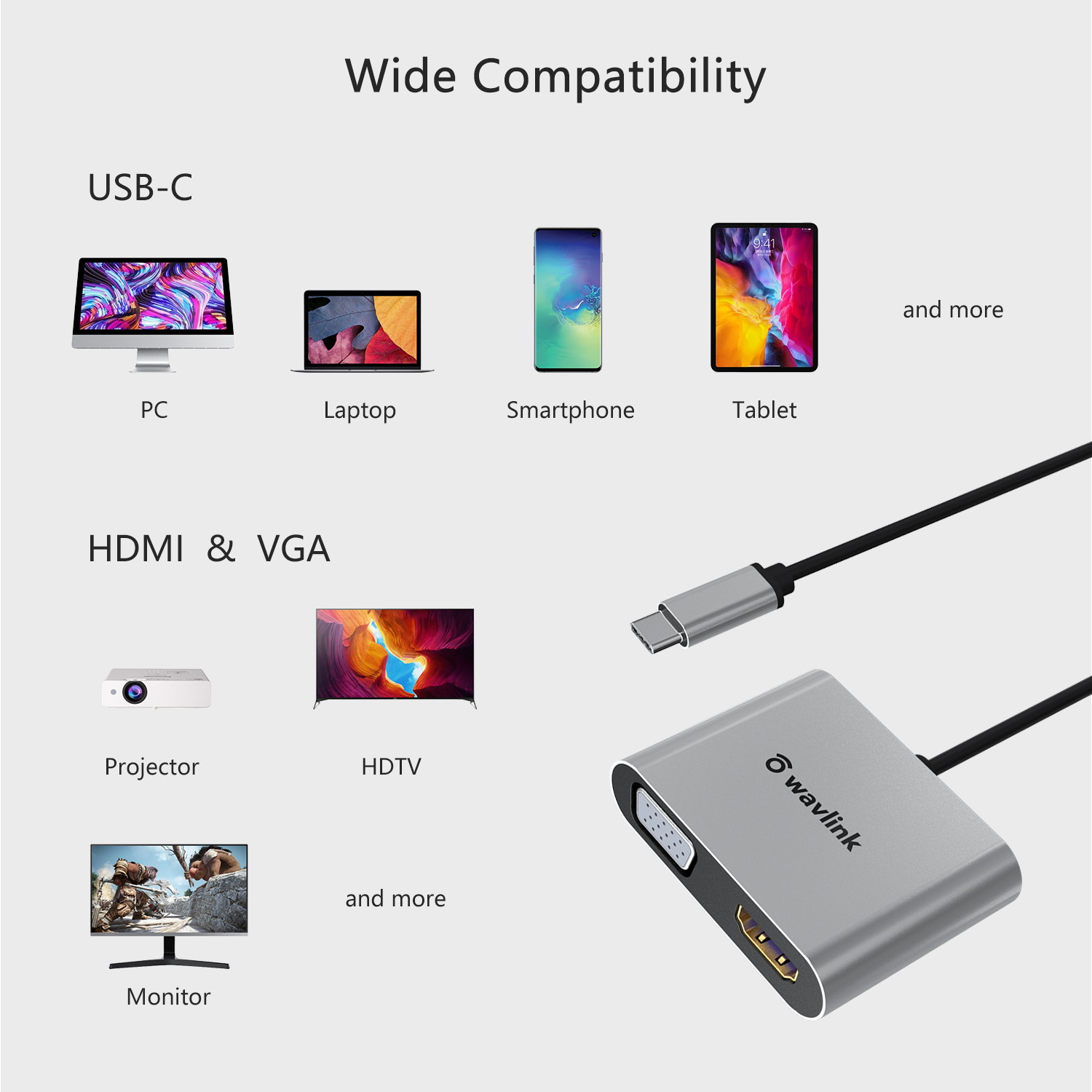 Wavlink USB-C to Dual 4k HDMI MST Adapter Splitter, Thunderbolt 3 Compatible, USB Type C to HDMI Multi Monitor Converter for Macbook, Macbook Pro, Macbook Air,iPad Pro ect (DP Alternate Mode Required)