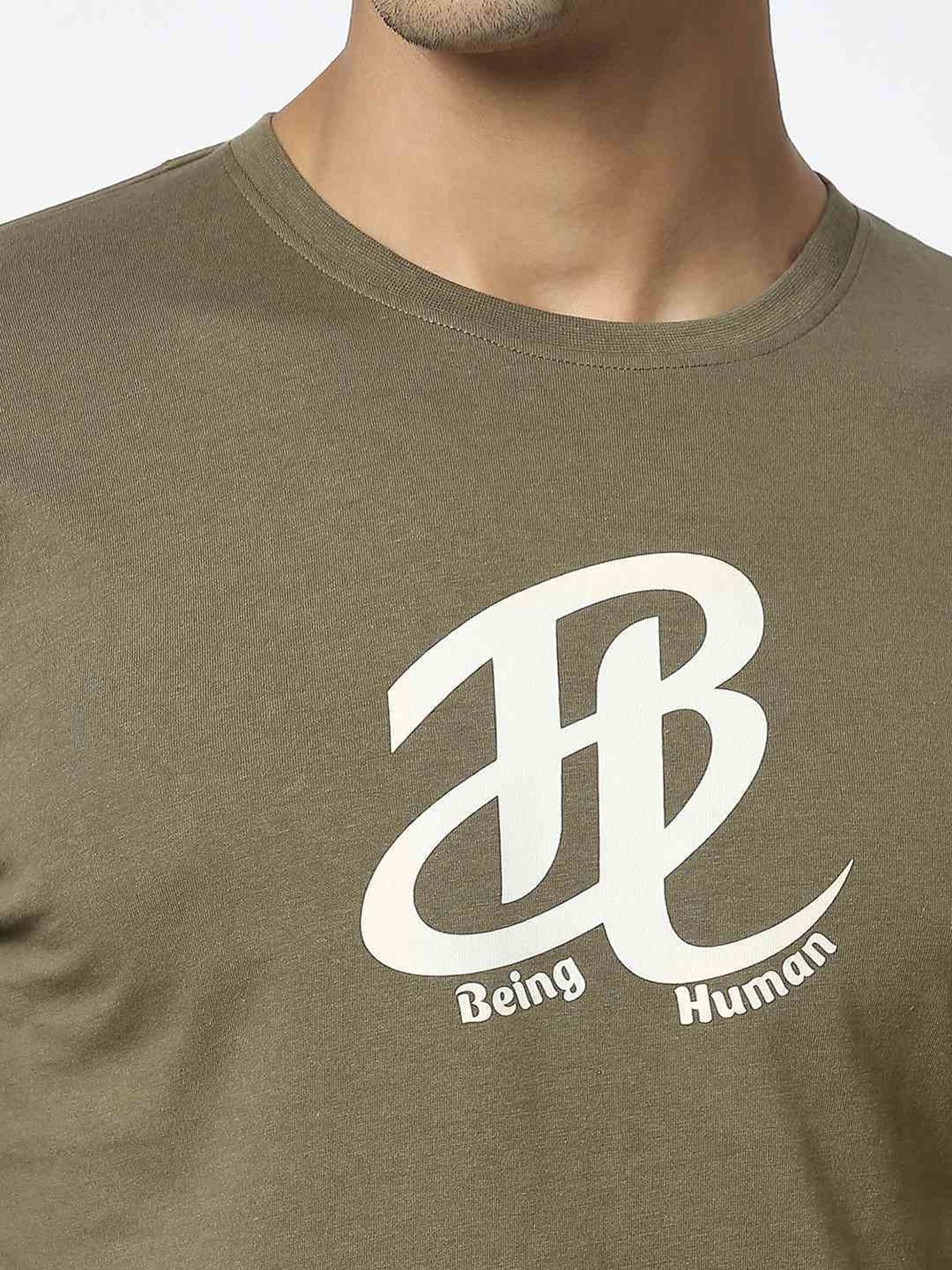 Being Human Green Regular Fit Printed T-Shirt