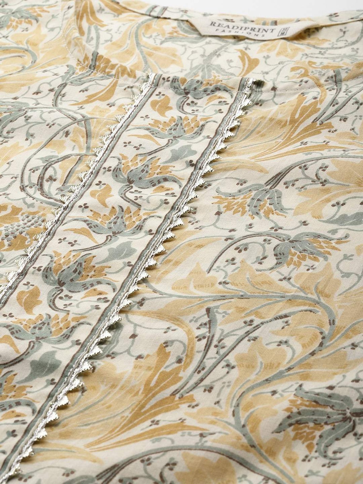 READIPRINT FASHIONS Beige Cotton Floral Print Kurta Pant Set