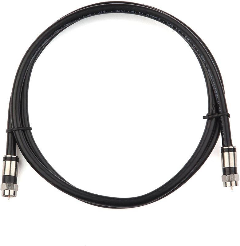 GTOTd Coaxial Cable (4 Feet) with RG6 Coax Cable Connector (and F-Type Cable Extension Adapter) Black Coax Satellite TV 75 Ohm Cable