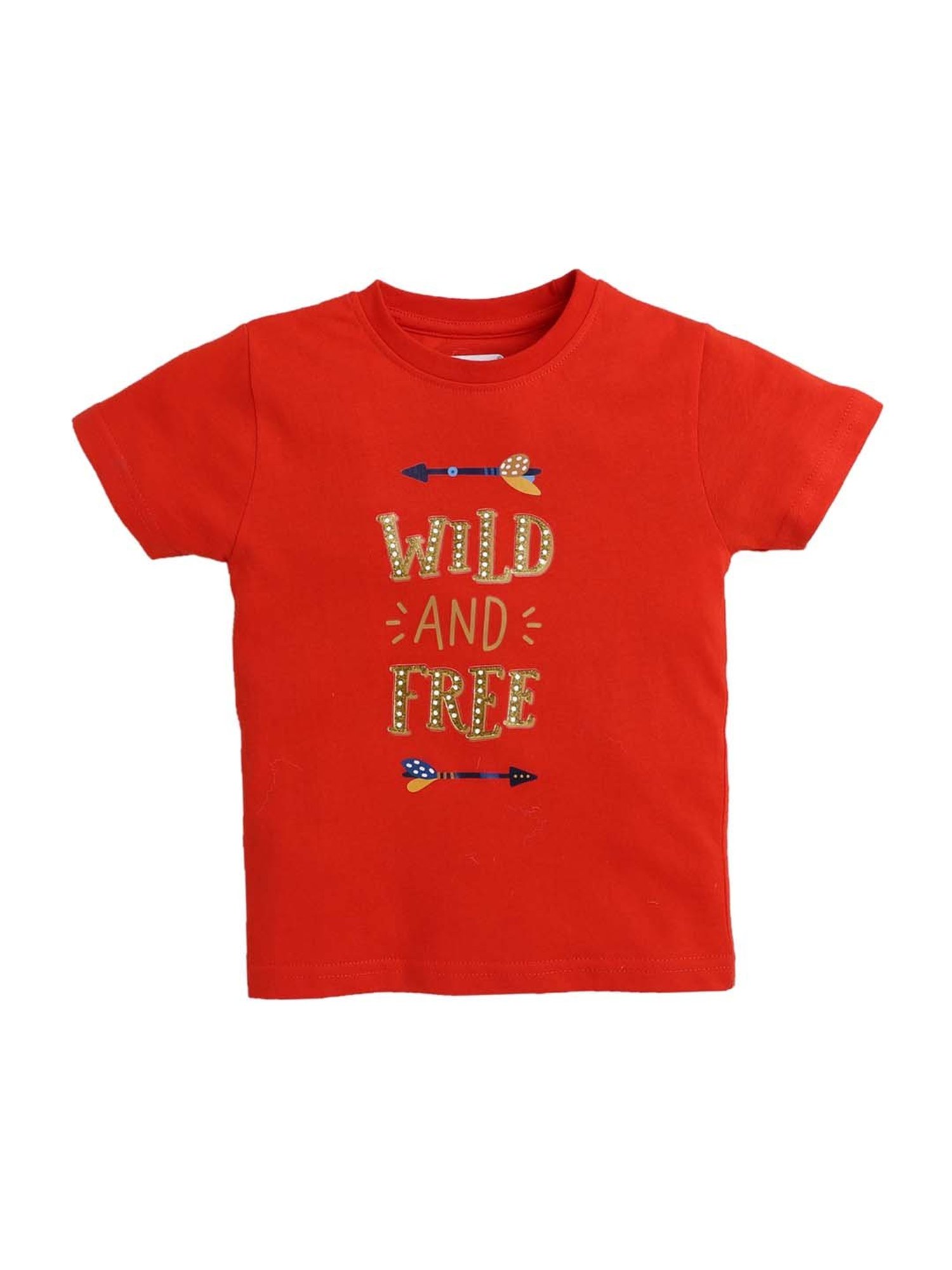Bumzee Kids Red & White Cotton Printed T-Shirt