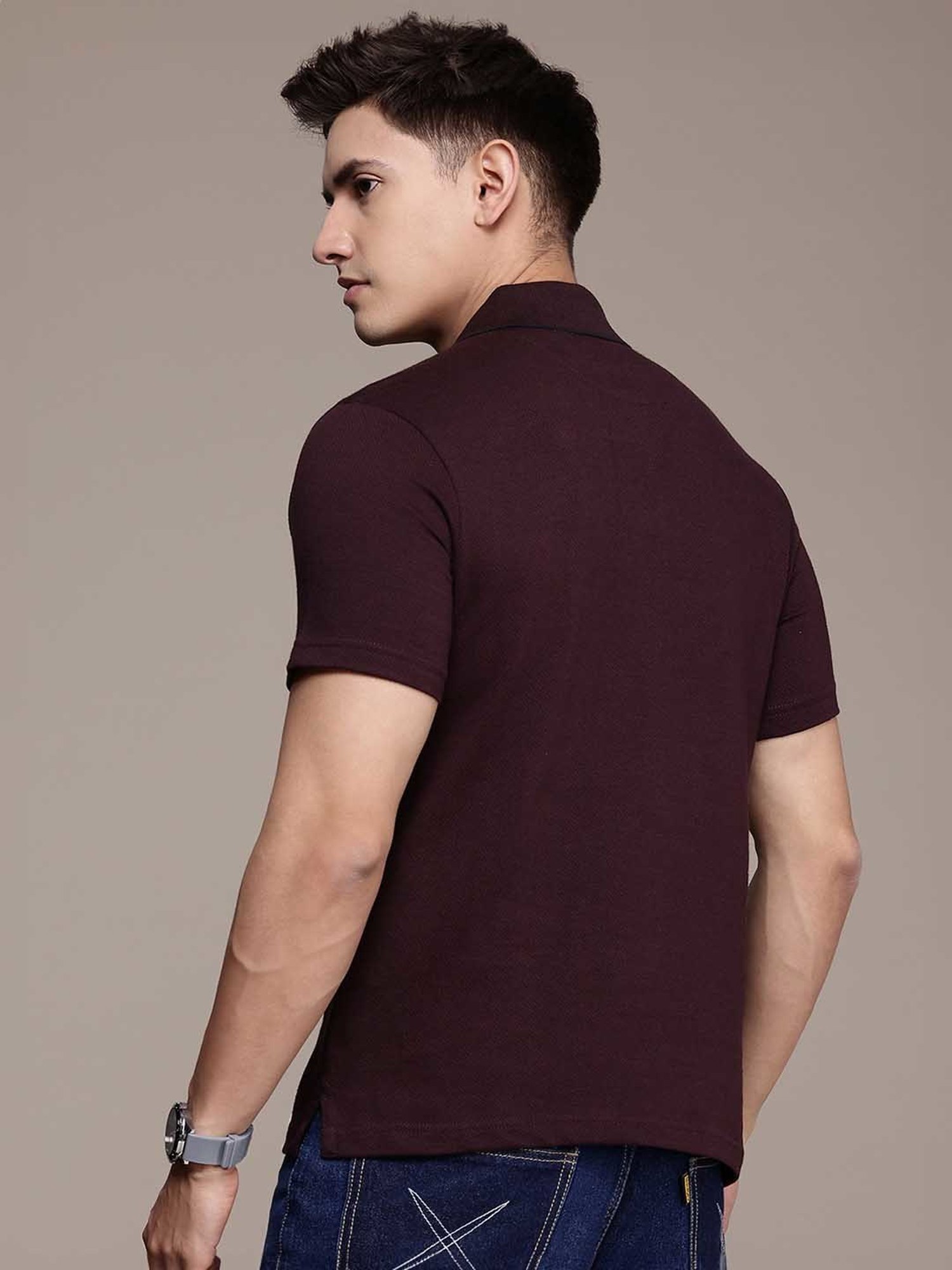 Burnt Umber Wine Regular Fit Polo T-Shirt