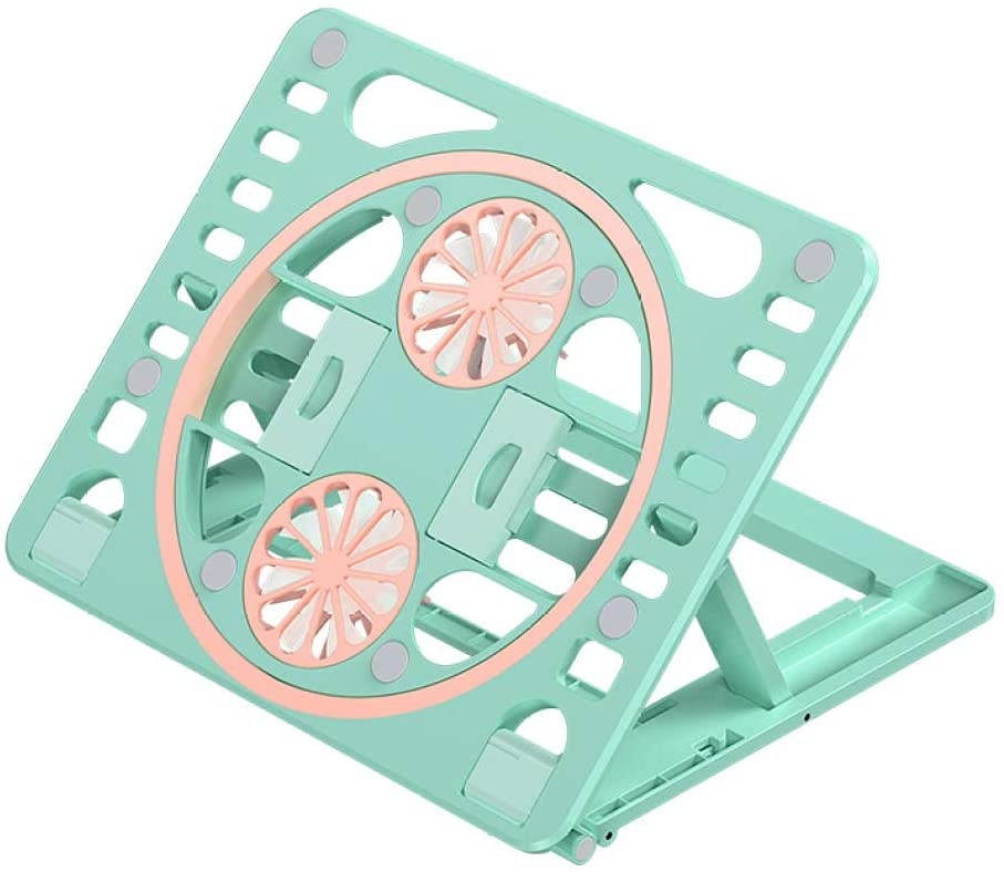 ANXINJIA Notebook Cooling pad, Dual-Turbo Cooling Notebook Holder, USB Power Supply, Quiet and no Noise, Plug and Play, Compatible with Full-Size notebooks-Green