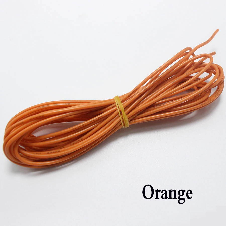 5meters 24 AWG Flexible Silicone Wire Cable 0.2mm2 High Temperature Max 200 Degrees 600V Test Line Wire 10 Color
