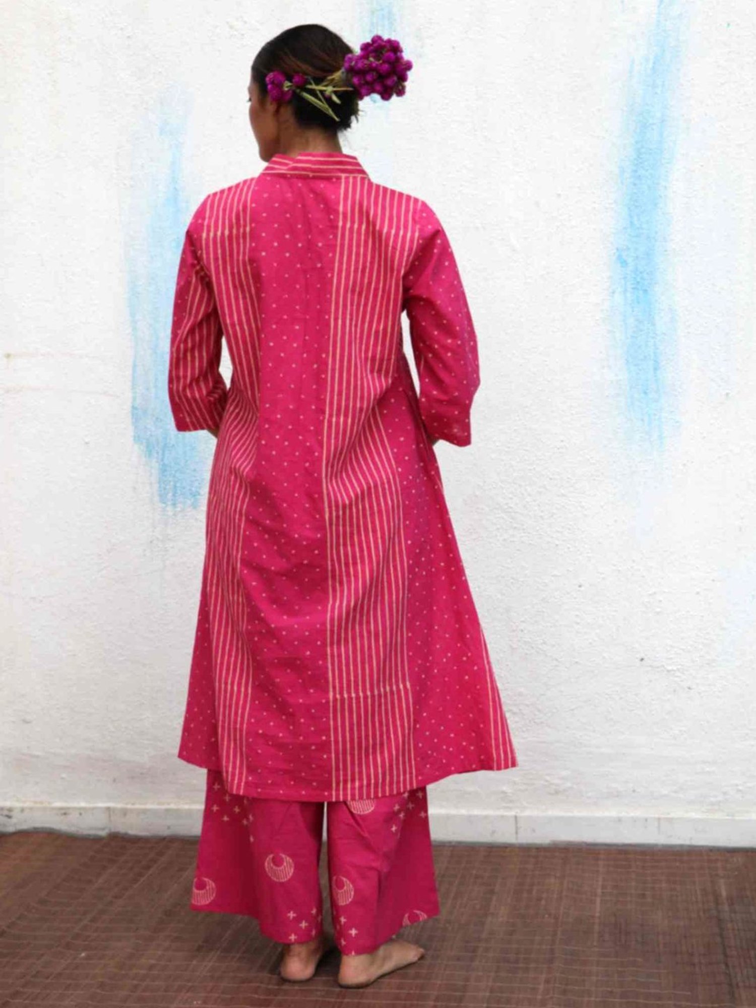 Chidiyaa Flower Girl Mrinali Blockprinted Cotton Kurta Set