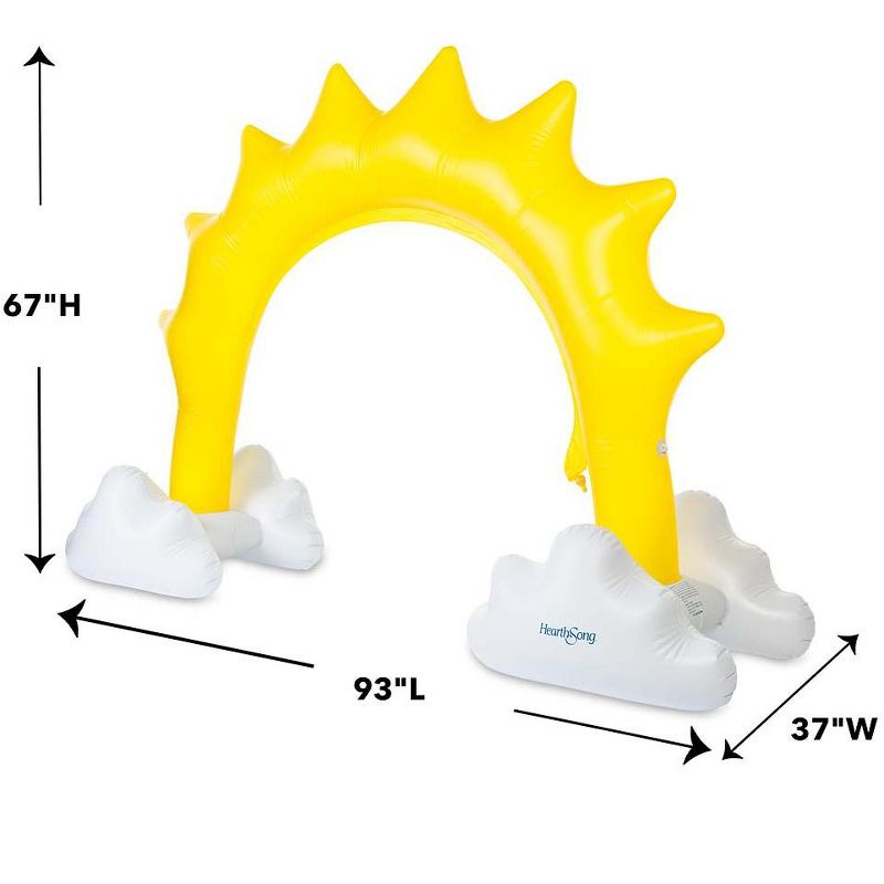 HearthSong Inflatable Sunshine Sprinkler for Kids, with Pockets to Hold Water or Sand for Stability