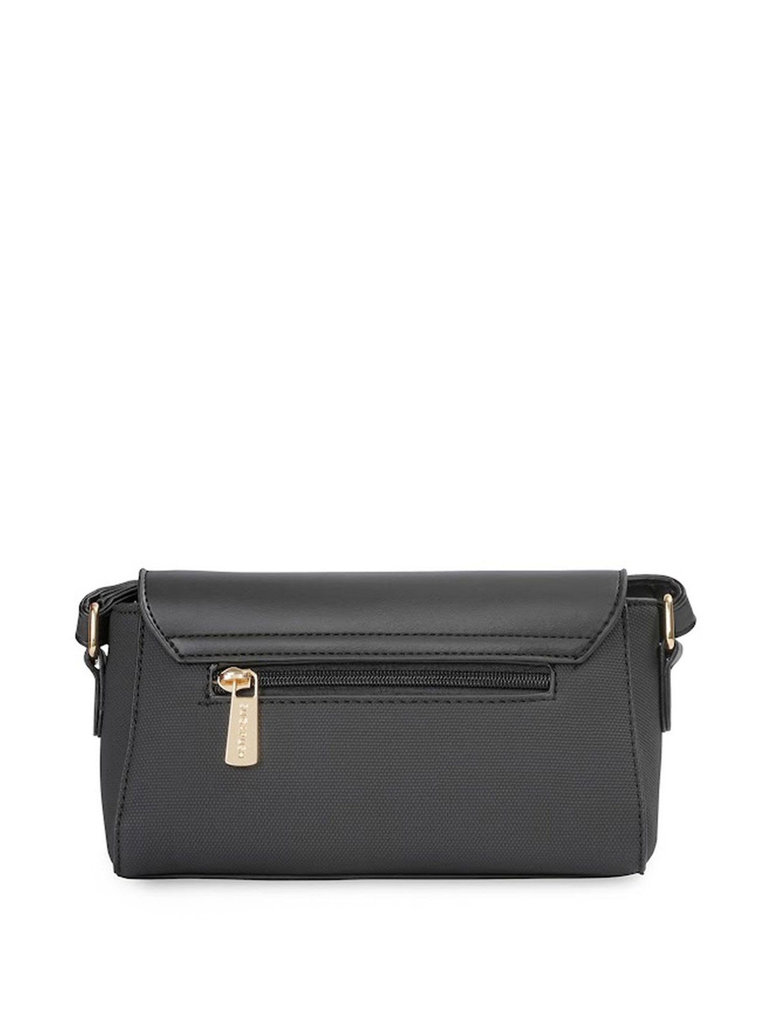 Sugarush Stellana Black PU Textured Sling Handbag