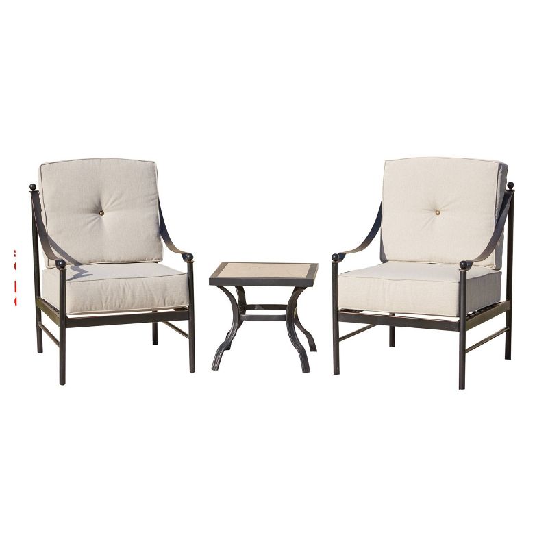 3pc Patio Steel Patio Seating Sets Cream - Lokatse