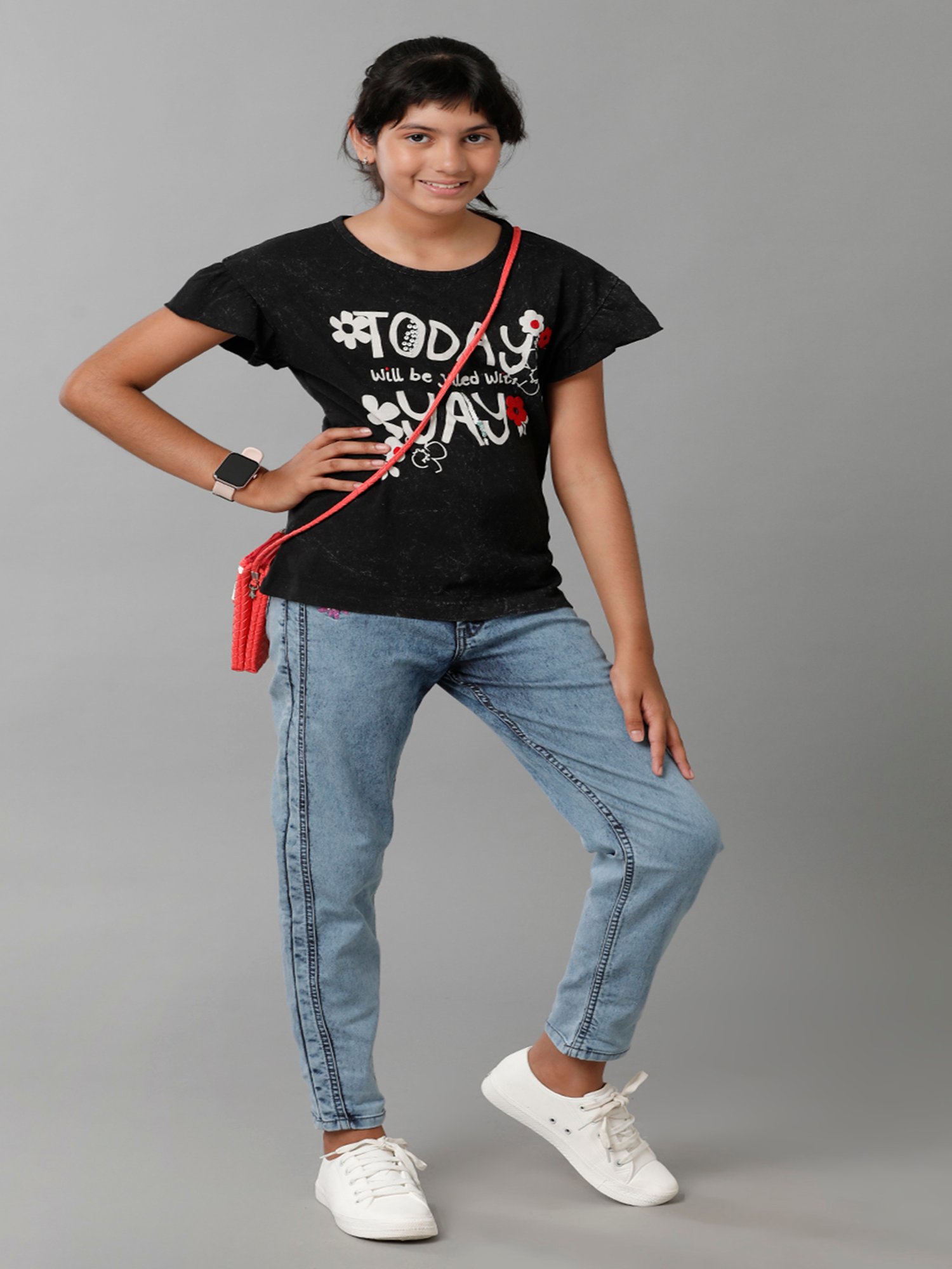 Under Fourteen Only Kids Black Printed Top