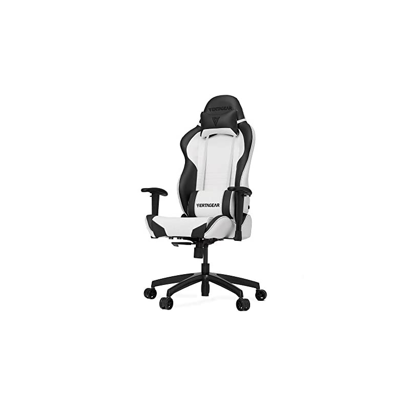 Gaming Chair Racing Seat, S-Line Slim SL2000 BIFMA Cert, White/Black