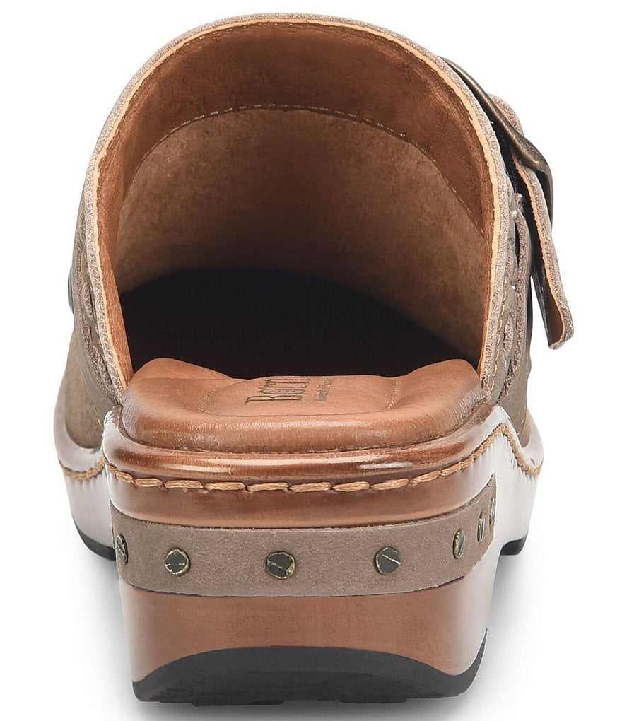 Born Banyan Suede Buckled Strap Suede Leather Clogs