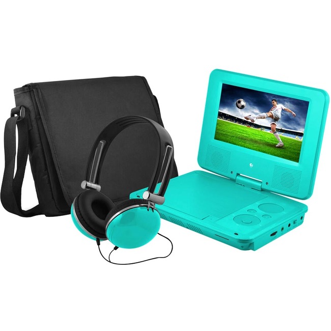 Ematic EPD707TL 7-Inch Portable DVD Player with Matching Headphones and Bag (Teal)