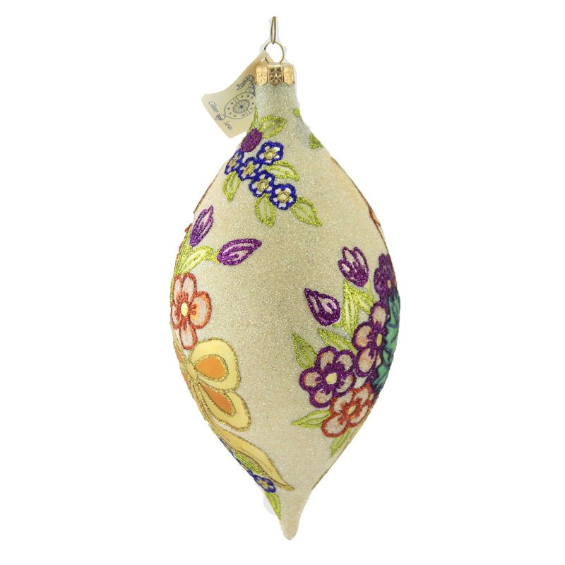 Larry Fraga Candlewick Ornament Teardrop Candle Floral  -  Tree Ornaments
