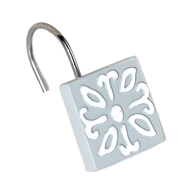 Lakeside Madeleine Shower Hooks - Decorative Curtain Rings with Vintage Look - Set of 12