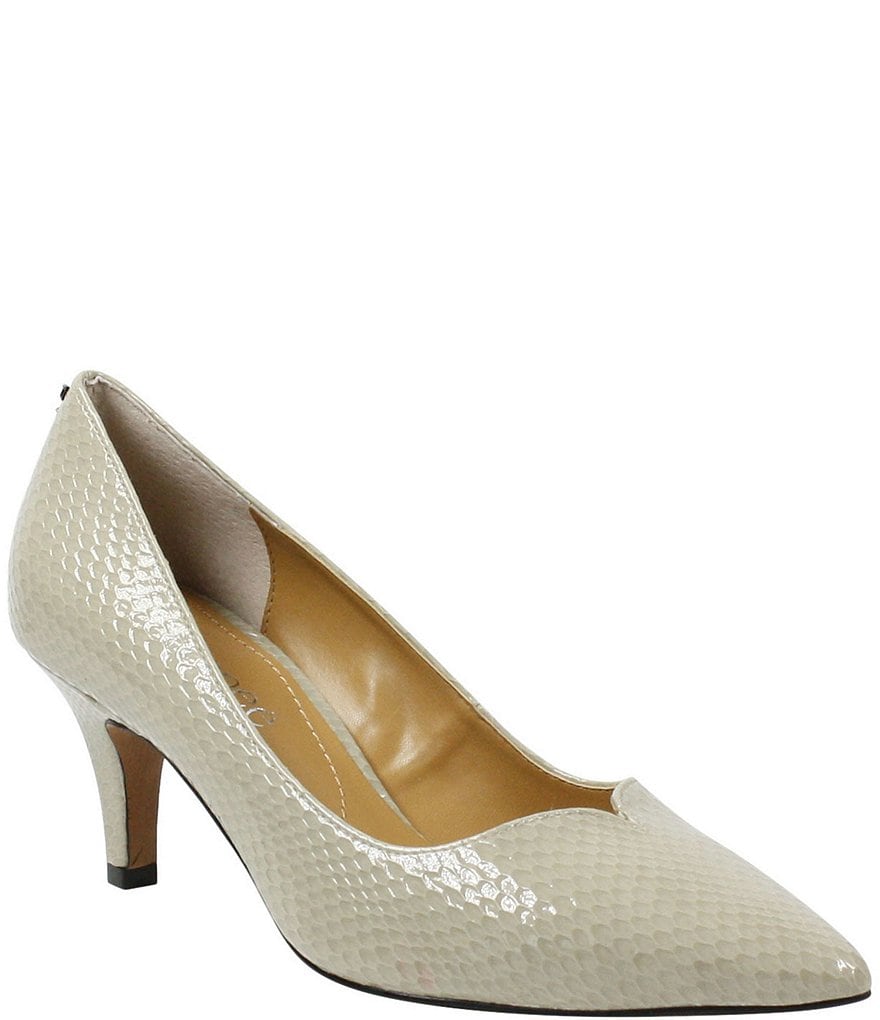 J. Renee Abigaile Patent Embossed Snake Print Pumps