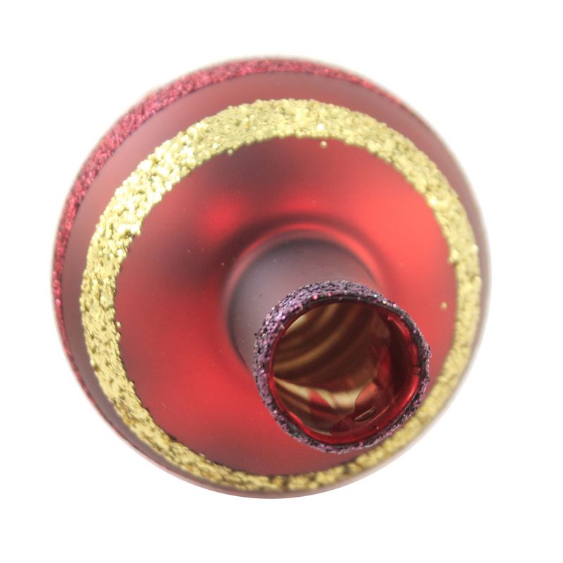 Inge Glas 11.5" Block Stripes Dark Red Finial Tree Topper Christmas  -  Tree Toppers