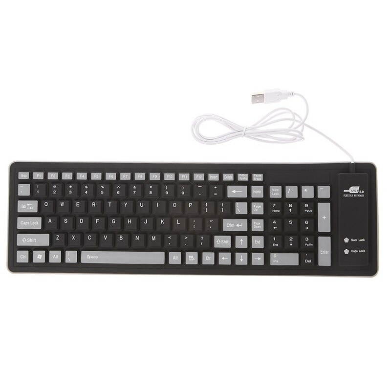 Foldable Keyboard Waterproof USB Wired Keyboard 103 Key Silicone Soft Keyboard