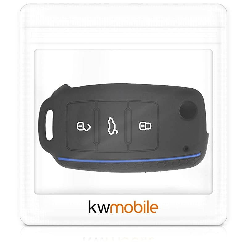 Silicone Key Fob Cover Compatible with VW Skoda SEAT 3 Button Car Key - Don't Touch My Key White/Black/Blue