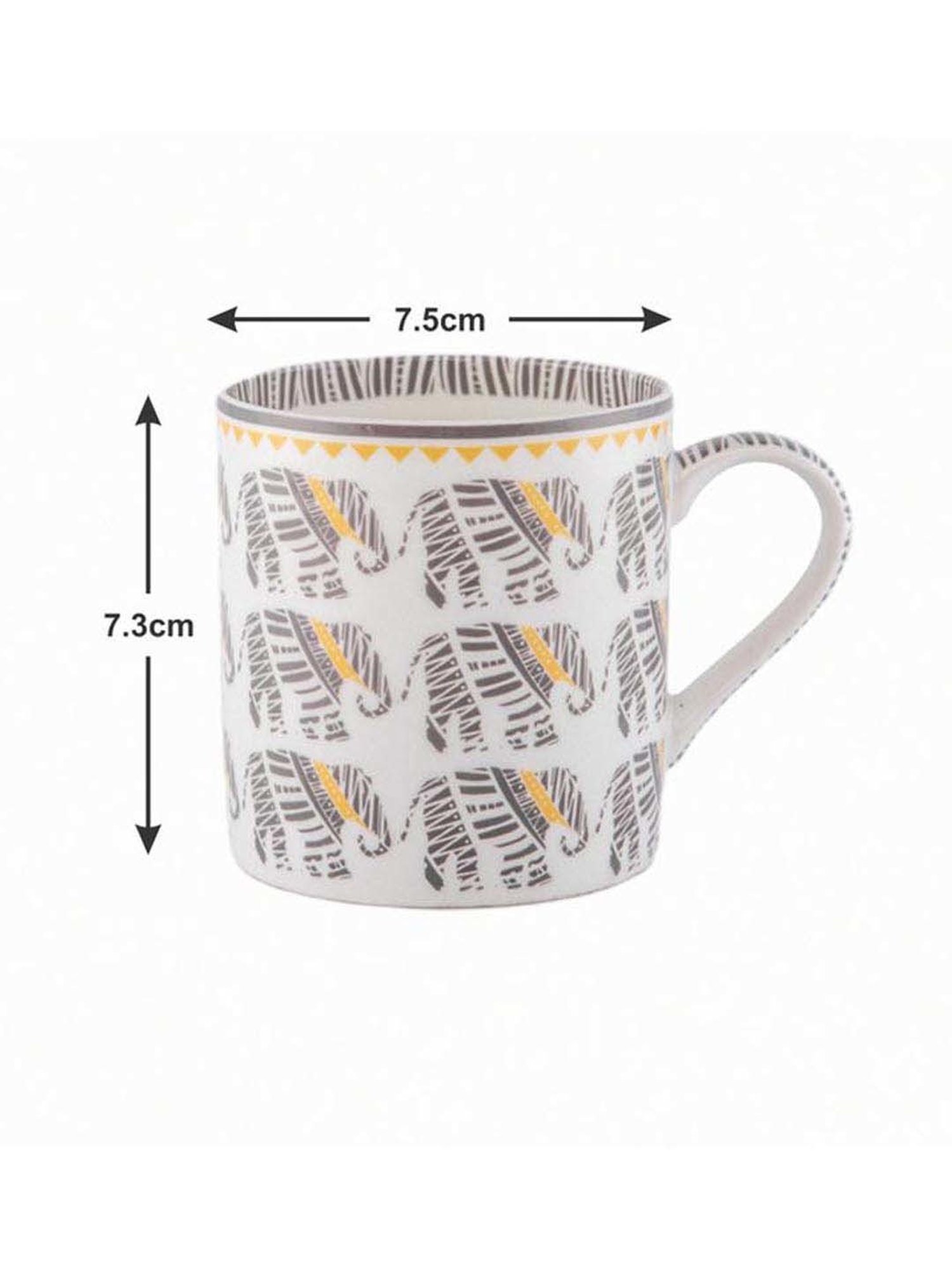 Goodhomes Grey Bone China Coffee Mugs (220 ml) - Set of 6