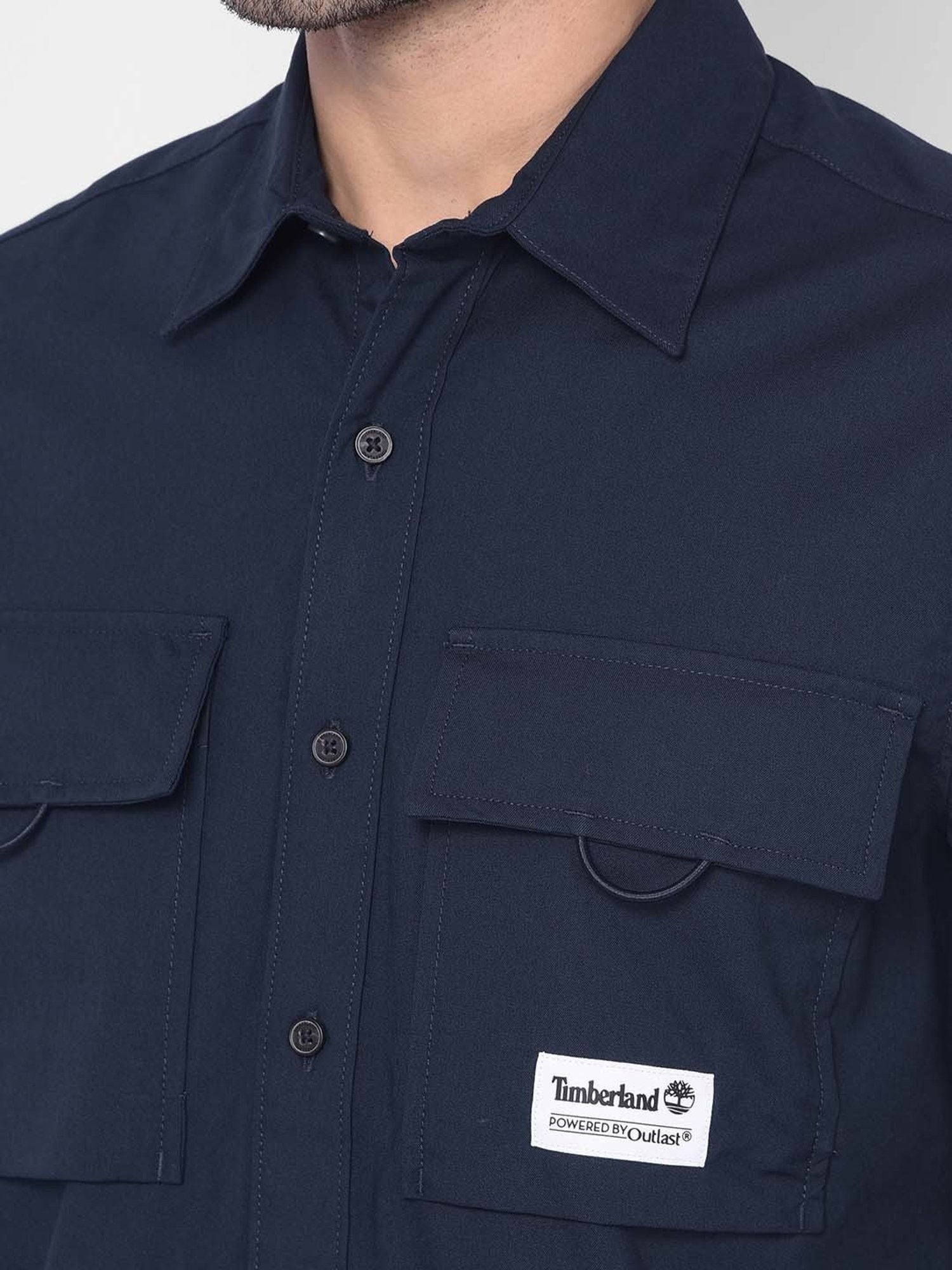 Timberland Navy Regular Fit Logo Print Shirt