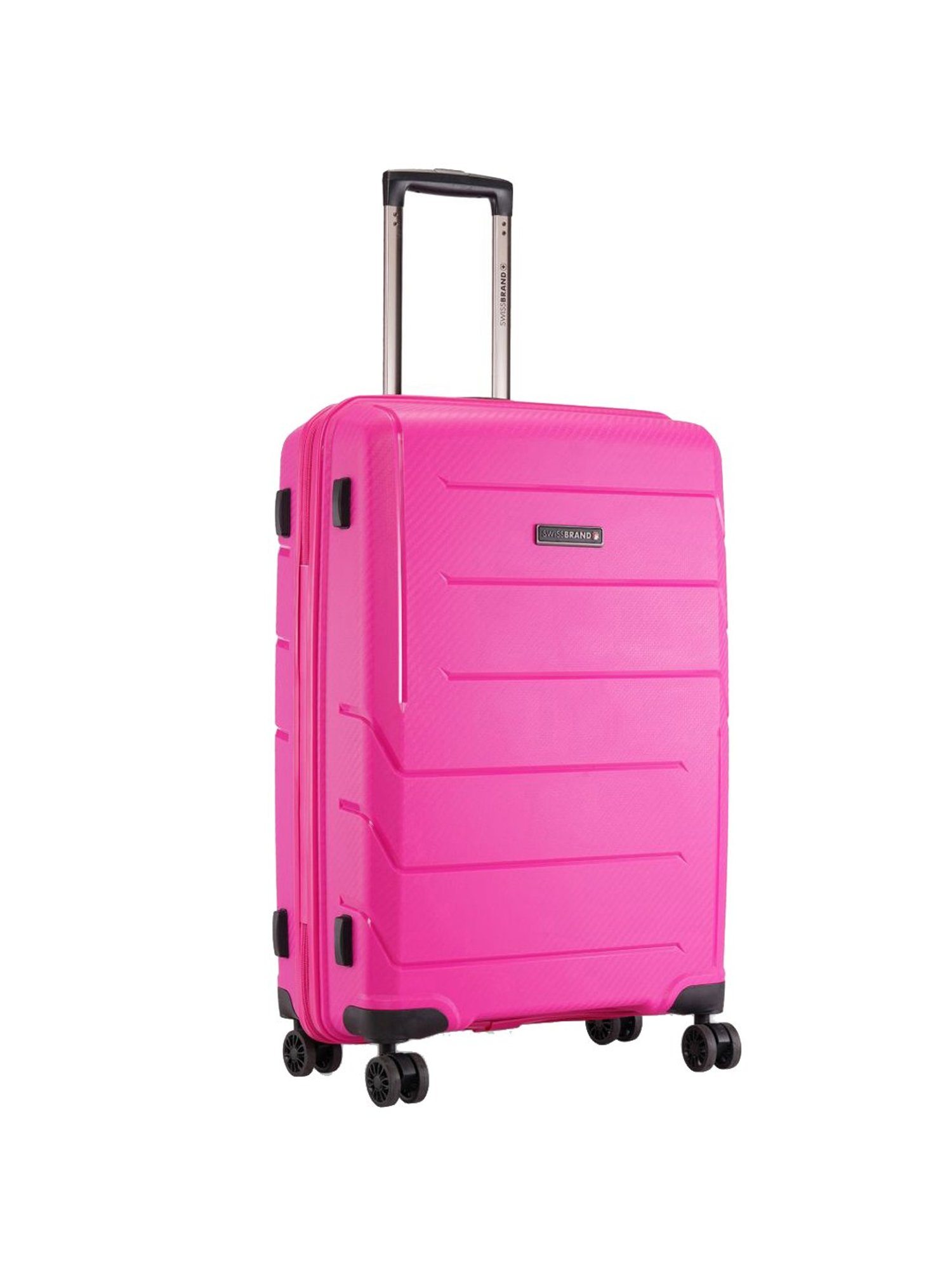 Swiss Brand Matterhorn Pink Textured Hard Medium Trolley Bag - 26 cm