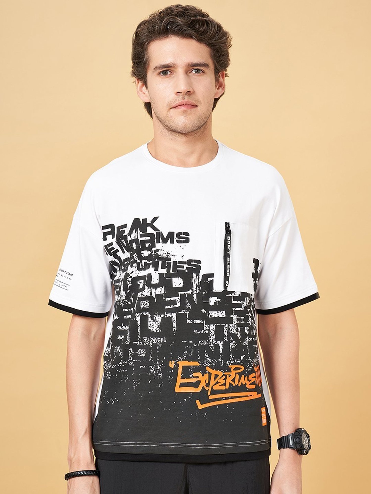 Street 808 By Pantaloons Snow White Boxy Fit Printed T-Shirt