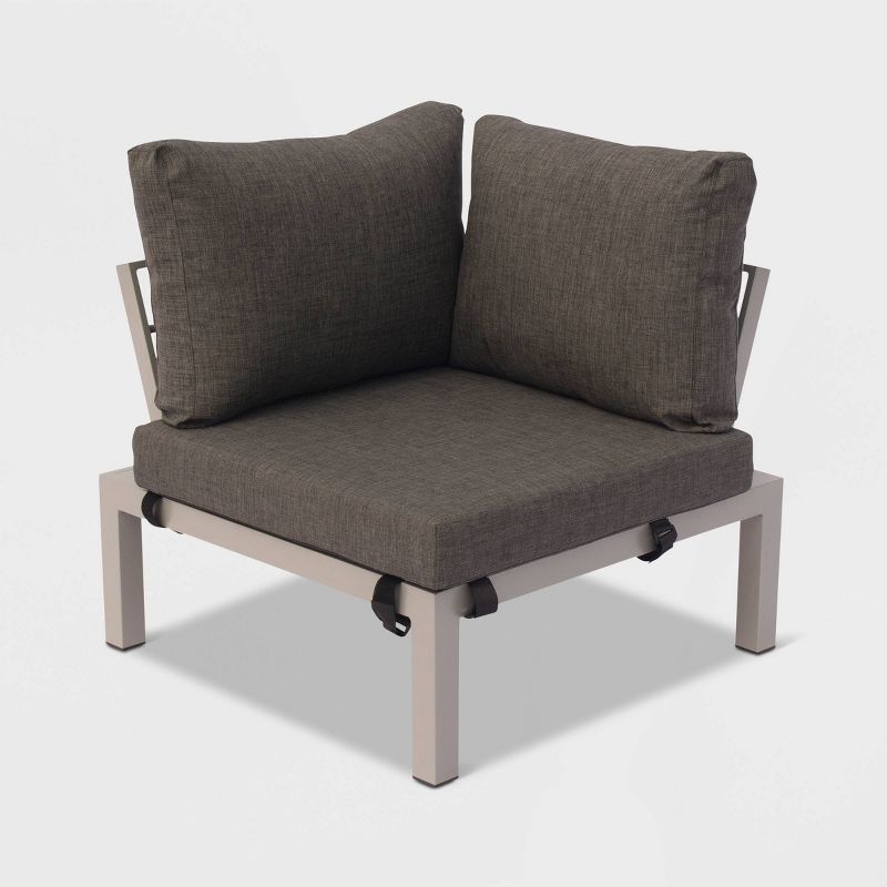 Osborne 4pc Aluminum Outdoor Sectional with Cushions - Silver/Gray - Courtyard Casual