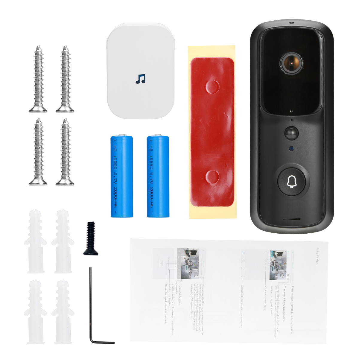 FirstPower 1080P Wireless WiFi Video Doorbell Smart Door Intercom Security Camera Bell Black