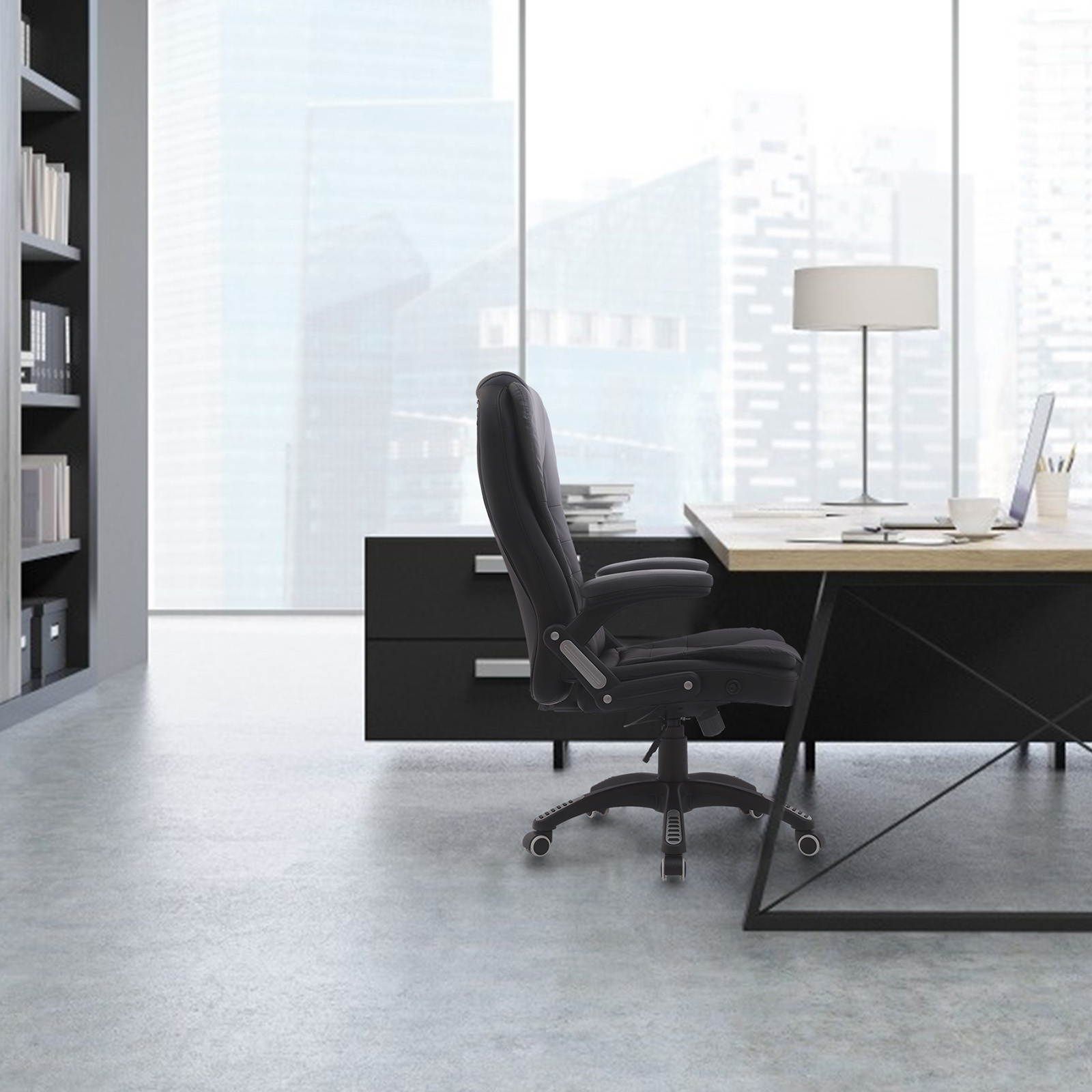 YOUTHUP Office Chair Computer High Back Adjustable Ergonomic Desk Chair Executive PU Leather Swivel Task Chair with Armrests Lumbar Support,White