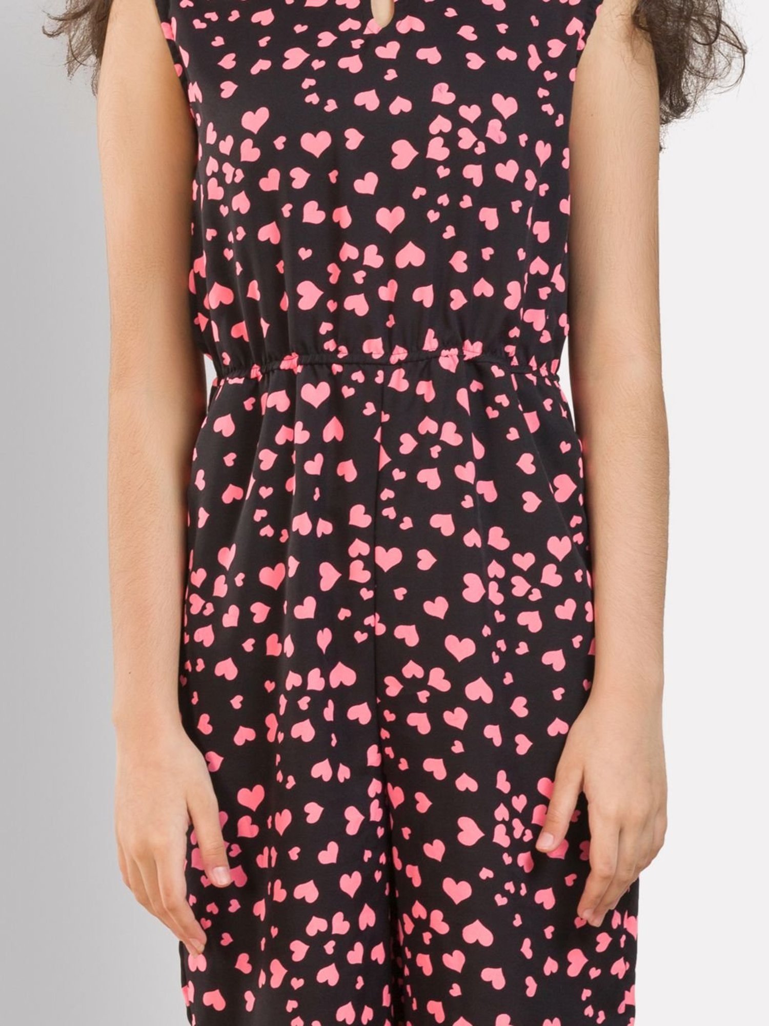 Uptownie Lite Kids Black & Pink Printed Jumpsuits