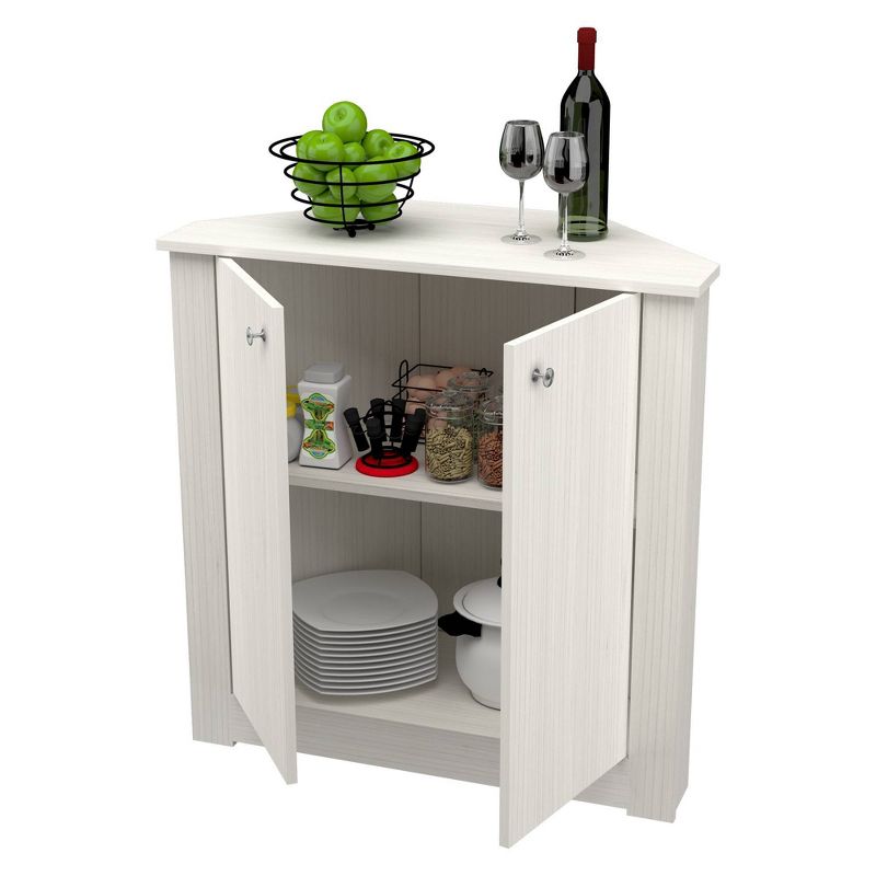1 Shelf Corner Storage Cabinet Washed Oak - Inval