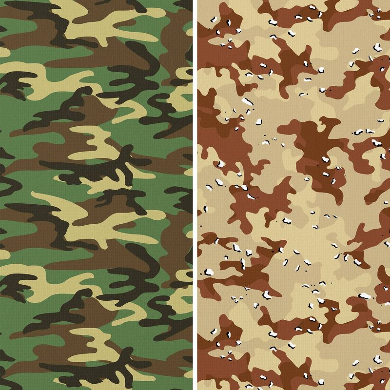 6" Double Sided Camouflage Canvas Room Divider Brown - Oriental Furniture