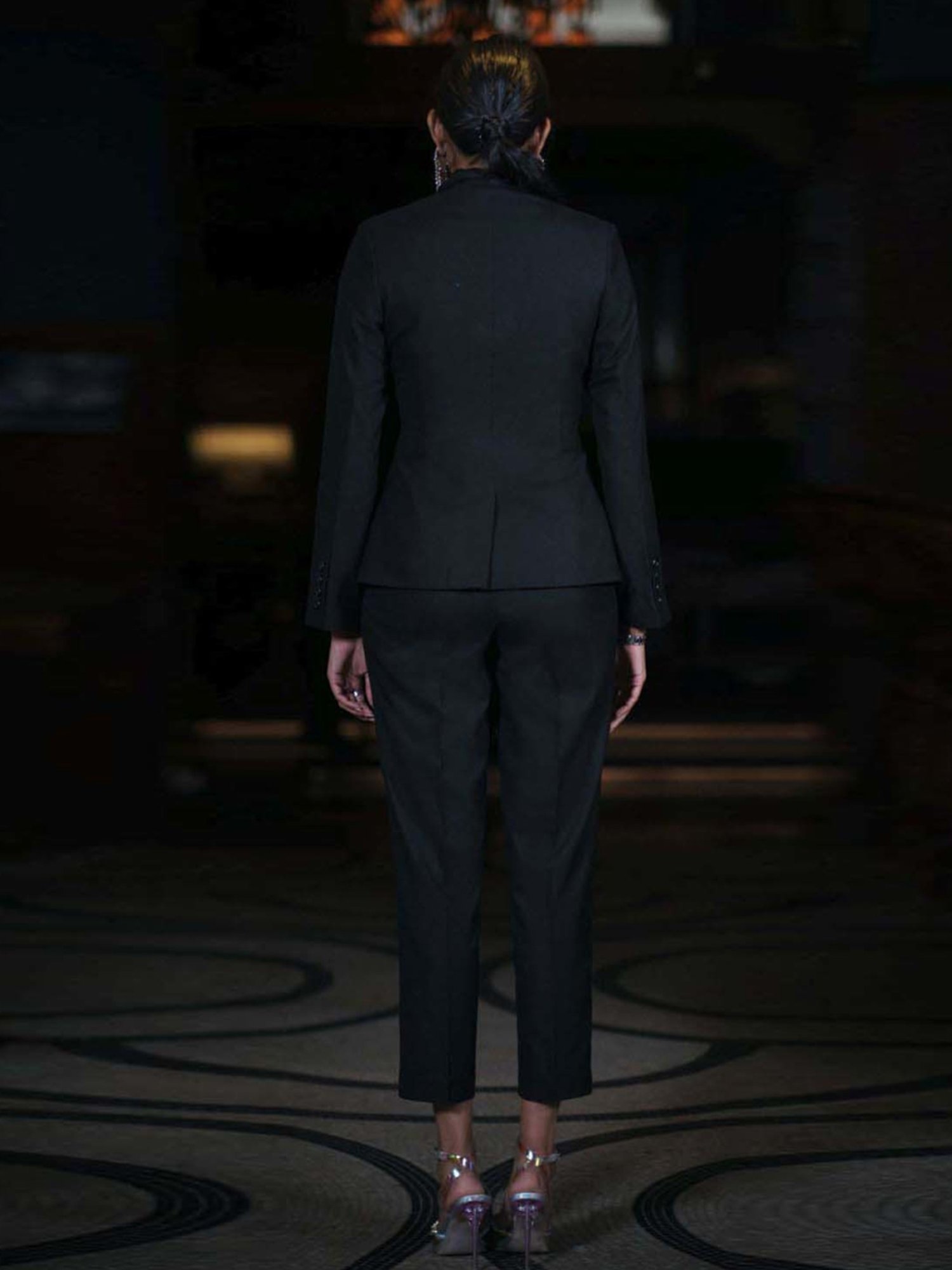 Qua Ebony Black Club 82 Crop Tapered Trousers