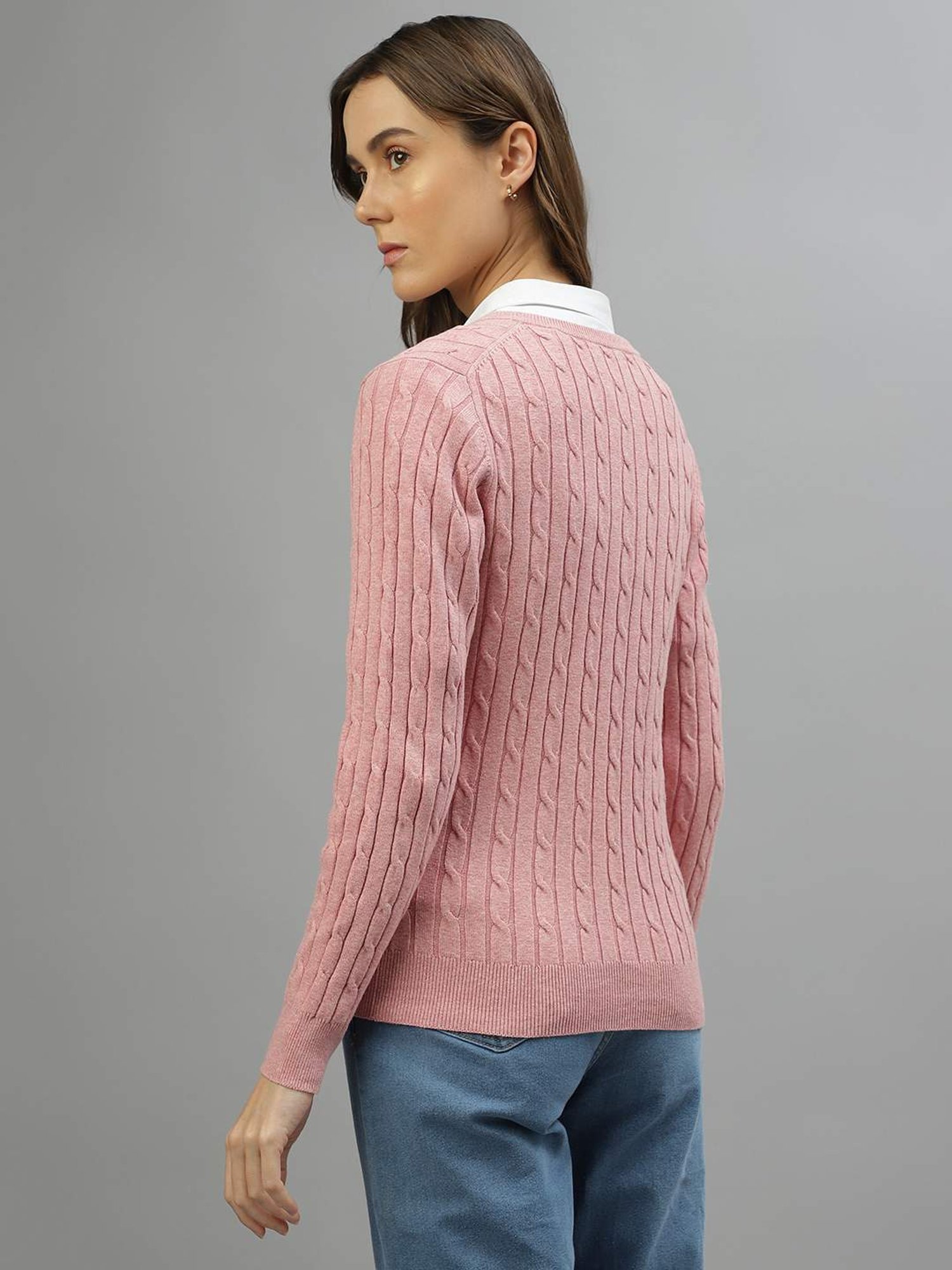 Gant Pink Cotton Self Pattern Sweater
