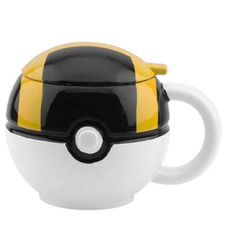 Just Funky Pokemon GO Ultra Ball 16oz Ceramic Molded Coffee Mug w/ Lid