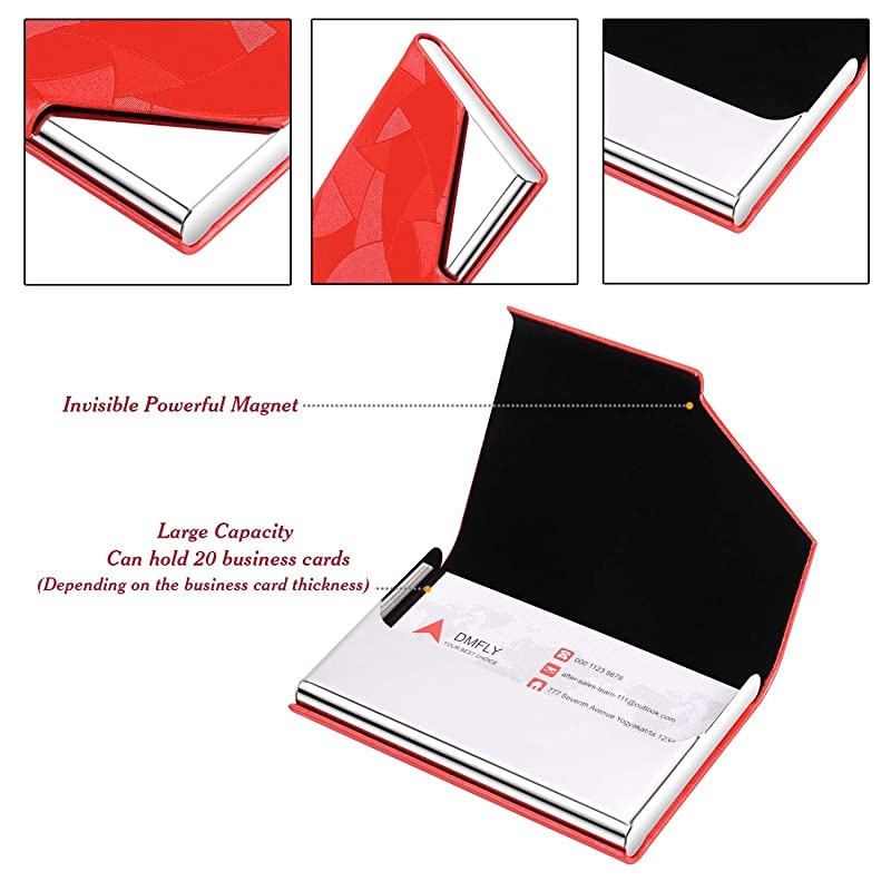 Card Holder, Metal Card Case Pocket, Card Holder for Women & Men, Professional PU Leather Card Holders Name Card Holder Purse Card Case with Magnetic Closure, Black-xbz