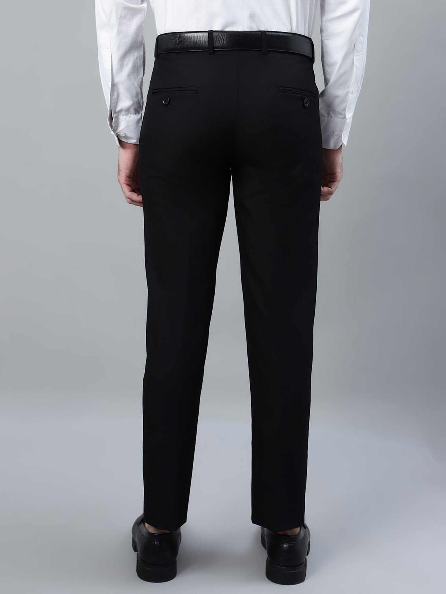 Cantabil Black Poly Viscose Regular fit  Trousers