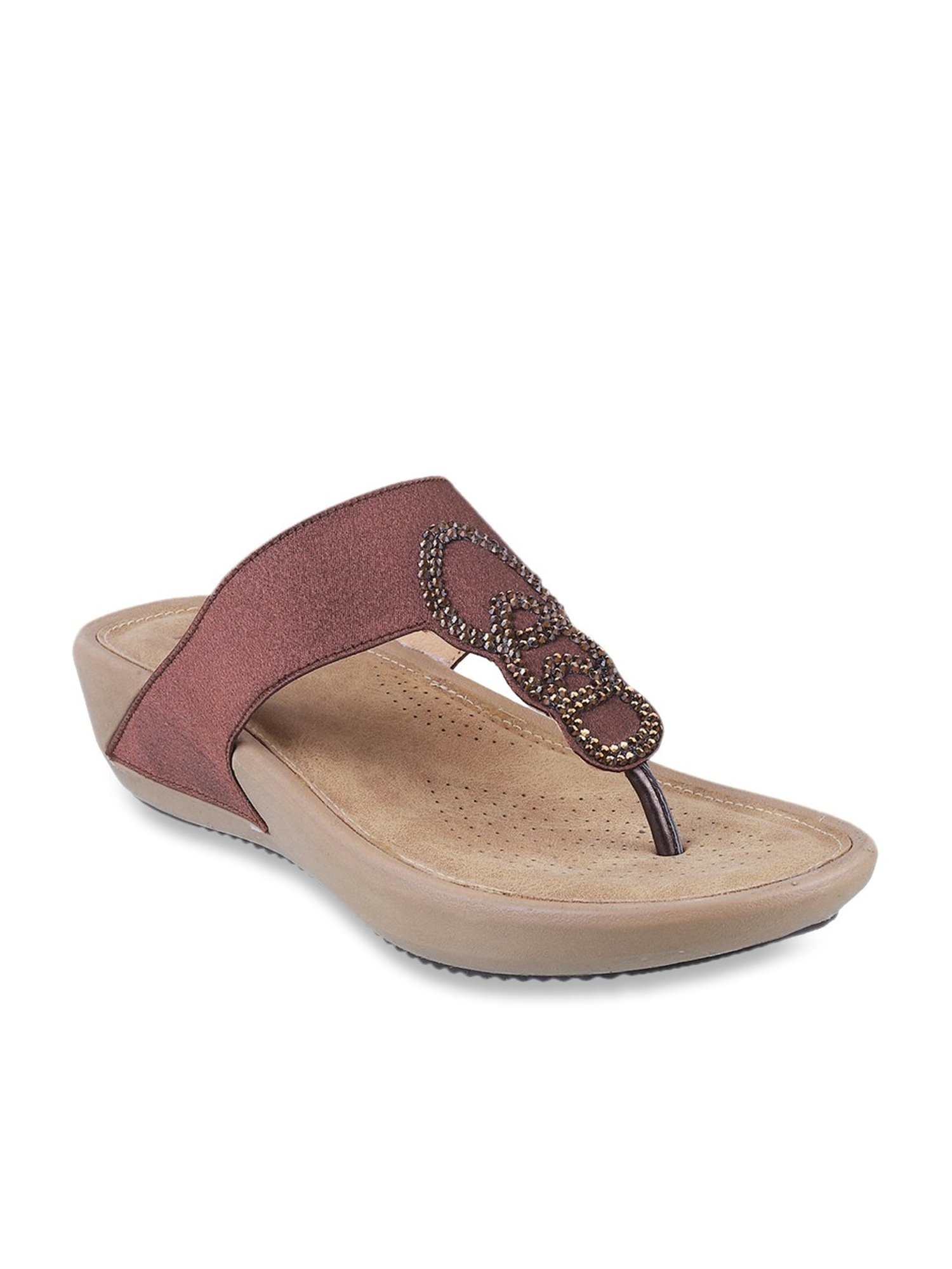 Metro Women's Brown T-Strap Wedges
